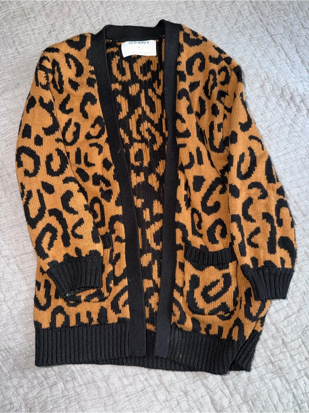 ⭐️Kids Old Navy Leopard Print Open Cardigan - Black & Brown